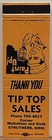 Tip Top Sales Struthers Oh Ohio Vintage Matchbook Cover