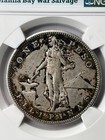 1907 S Us Philippines Silver Peso Ngc Genuine War Salvage See Full Description