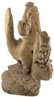 Chinese Carved Wooden Immortal Riding Dragon Statue