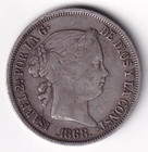 1868 Spanish Philippine Isabel Ii 20 Centimos De Peso Silver Coin - Spain  c1