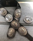 Heavy Vintage Benjamin Becenti Sterling Silver Story Teller Concho Belt