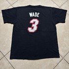 Adidas Miami Heat Dwyane Wade  3 Black Basketball Nba Jersey T-shirt Size Large
