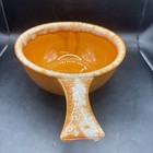 Vintage Hull  Pottery Oven Proof Usa Tangerine Drip Glaze Casserole  Handle