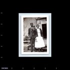 Old Vintage Photo Man Woman Holding Flower By Building Original Snapshot