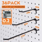 36 Pack 4 6 8 Inch Black Pegboard Hooks  1 4  Heavy Duty Peg Board Shelving H   