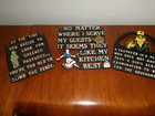 Vintage 3 Cast Iron Trivets   Humor Quote s  Different Styles Uncle Sam Taxpayer