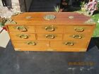 Vtg Beautiful 8 Drawer Oak Wood Box Material Lined-brass Handles  50yrs Old 