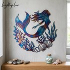 Mermaid Metal Wall Art  Fire Roasted Ocean Decor  Coastal Beach House Accent