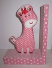 Vintage Pink   Yellow Giraffe Bookends Adorable Handmade Nursery Baby Girl