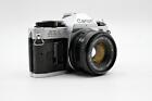 Chrome Canon Ae-1 Program Slr Camera 50mm Lens - Very Nice -  Tested Fast Ship