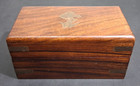 Vintage Yacht Sailor Teak Wooden Trinket Match Box Brass Anchor Inlay 4  X 2 25 