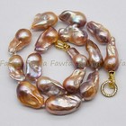 Rare Natural South Sea Pink Purple Baroque Reborn Keshi Pearl Necklace 14-36 