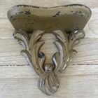 Pair Of Vtg Hollywood Regency Wall Shelves Plaster Chalkware Acanthus Leaf Gold
