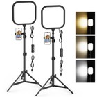 2pack Led Video Light Kit - 15w Dimmable Studio Lights With Tripod  2500-8500k F