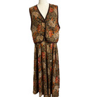 Vtg 70s Leslie Fay Quilted Vest Wide Leg Pants Set Boho Festival Size  16 18w 32