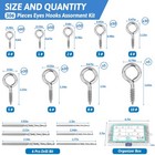 306 Pcs Eye Hooks Screws Assortment Kit  0 6 -1 65   9 Sizes Nickel Plated Fo   