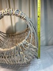 Large Whitewashed Open Weave Willow Branch And Wicker Buttocks Basket 14-15 In