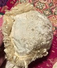 Antique Edwardian-era Ivory Baby Bonnet Fine Silk Lace Hand Embroidered 