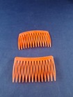 Vintage 1980 s Orange Goody Style Hair Combs Pair Plastic Retro  17