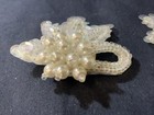 White Faux Pearl Seed Beads Sequins Floral Wedding Formal Vintage Shoe Clips