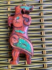 Wow Chinese Old Hetian Jade Inlaid Turquoise Hand Carved  bird  Military Tally