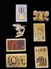 Vintage Usps Philatelic Metallic Stamp Pins Button Collector   s Set   