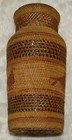 Makah Bottle Basket Ca  1900-size-6  H X 2-3 4  Diameter-hand Woven Bird Design
