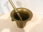 Antique Apothecary Mortar   Pestle Vintage- Heavy Solid Brass
