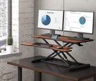 Fitueyes 36  Height Adjustable Sit To Stand Desk Converter Dual Monitor Riser Br