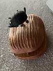 Vintage Tiny Miniature Textured Wood Box W Toy  insect  Inside Novelty Tchotchke