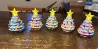Set Of 5 Retro Mr  Christmas Mini Ceramic Light-up Christmas Trees  Pastels