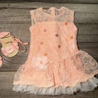 American Girl 18  Doll Shimmer And Lace Peach Party Dress Sandals Retired