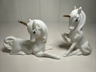 Vintage Enesco Porcelain Unicorn Figurine White Bone China Gold Horn Sitting