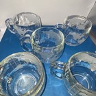 Nescaf   Round Globe Mugs 1970s Set Of 5 Etched World Map Mcm Nestle Co  Vtg