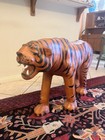 Vintage Leather Wrapped Tiger Huge Mid Century 1970s Big Cat Decor 40 Inch Art