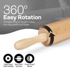 Wooden Rolling Pin 17 6 Inch With Rotating Ergonomic Handles     Classic Beech    