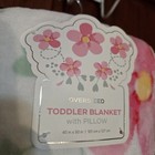 Baby toddler  Girls Blanket White And Pink Floral  40 X 50 Inches   Pillow Set