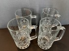 German Style Heavy Glass Beer Mugs Diamond Cut Design Bottom 0 5l  Set Of 4 New