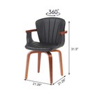 Set Of 2 Mid-century Modern Bentwood Swivel Dining Chairs Leather Accent Chairs