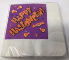 Vtg Hallmark Halloween Crepe Beverage Napkins  Festive    happy Halloween    Design