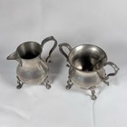 Vintage Williamsburg Stieff Pewter Creamer   Sugar  Bowl  2-piece Set   Spoon