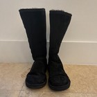 Ugg Black Leather Sheepskin Lined Knee High Zip Boots Women   s Us 8 Eu 39