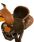12  Double T Youth Brown Suede Horse Barrel Saddle With Floral Tooling