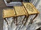 Vintage 1950s Hollywood Regency Italian Florentine Gilded Nesting Tables Set 3