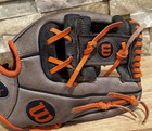 Wilson A450 Rh Right Hand Grey Orange Lace Baseball Glove 11 5  11 1 2  Preowned