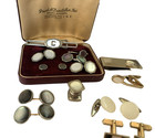 Vintage Men s Cuff Links Tie Tux Accessories Lot Mother Of Pearl Hard Case Ny