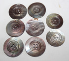 8 Antique Mother Of Pearl Buttons Hand Carved Matching Set  approx  1-1 4 In  W 