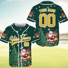 Custom Christmas Baseball Jersey  Personalized Name Number Shirt  Santa Xmas Gif