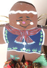 Christmas Ornament - Large Hand Painted Wood Gingerbread Man - 9 