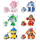 6pcs Academy Robocar Toys Poli Roy Amber Robot Mark Bucky Transformer Kids Gifts